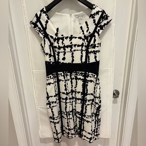 Max & Cleo Black and White Checkered Midi Dress